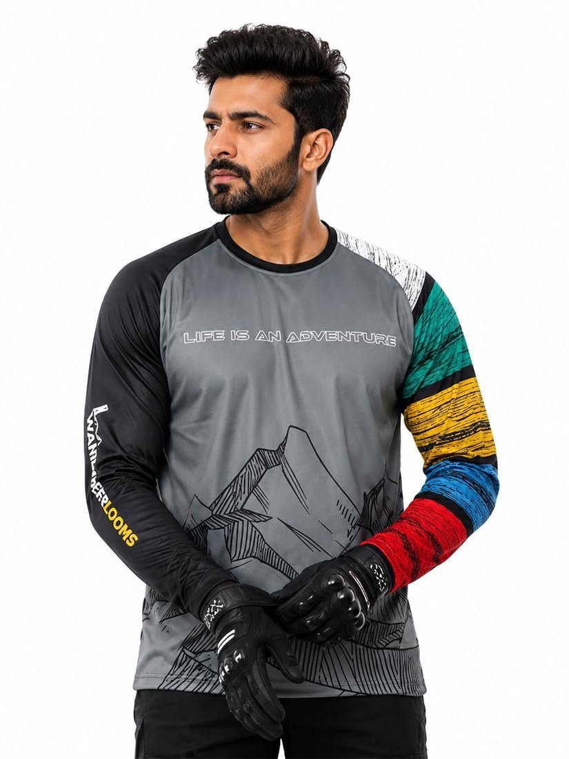 Himalayan High Jersey Tshirt for Men | Graphic Riding Jersey | Full Sleeve Sports T-Shirt for Bikers & Cyclists | Stylish Round Neck Activewear for Men
