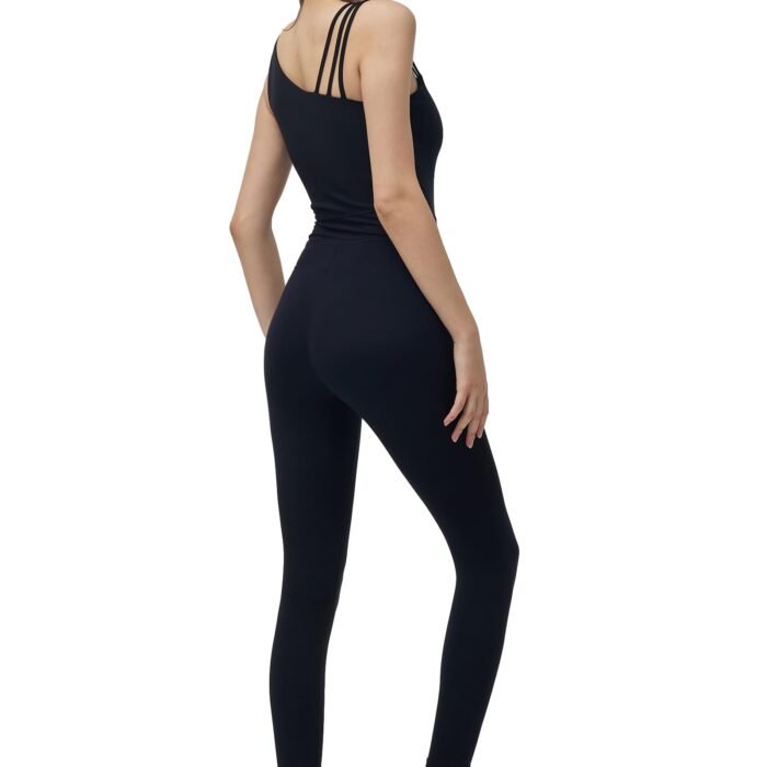 Woman's Sexy Sport Yoga Jumpsuit Sleeveless Backless Hollow Out Sport Romper Playsuit, #7 Black, Small