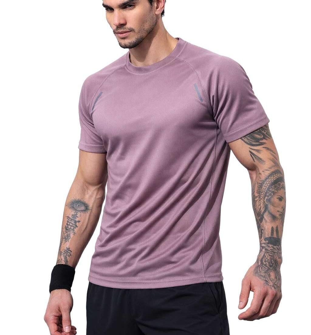 Mens Dry Fit Gym T Shirt Quick Dry Sweat Proof Breathable Workout Tee Muscle Fit Athletic Sports T Shirt for Gym Running Training Onion Size 2XL