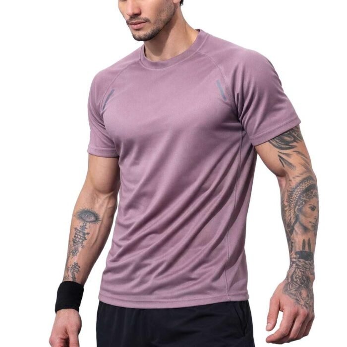Mens Dry Fit Gym T Shirt Quick Dry Sweat Proof Breathable Workout Tee Muscle Fit Athletic Sports T Shirt for Gym Running Training Onion Size 2XL