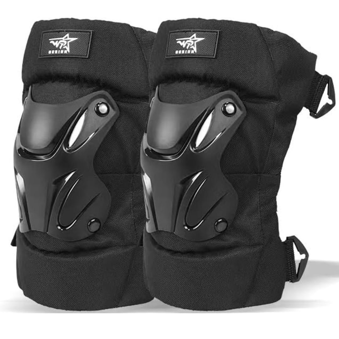 Attrective and Protective Knee Guard Pads Adjustable Armor Fog Rider & Biker (Black) (Pack of 1 Set)