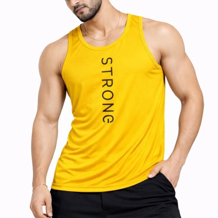 Gym Vest for Men | Dry Fit Sando | Sleeveless T-Shirt for Gym Workout | Quick Dry Breathable Tank Top | Multicolor (in, Alpha, 2XL, Yellow)