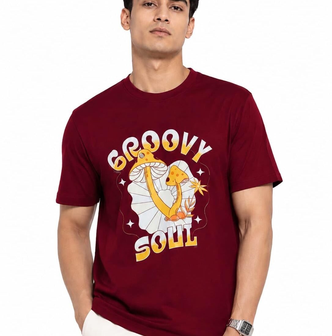 LUGOT Maroon T-Shirts for Men