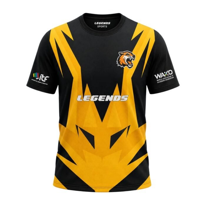 Legends Sports Sublimation Athletic T-Shirt Black & Yellow 34