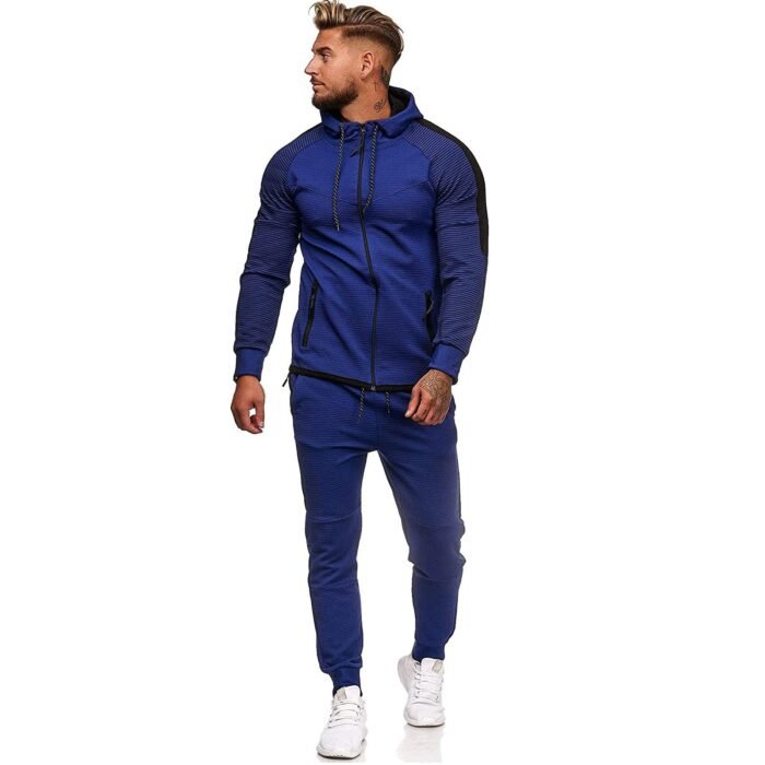 Men's Tracksuit Spring & Autumn Hooded Colour Blocking Cardigan Sweatshirt Suit Comfortable