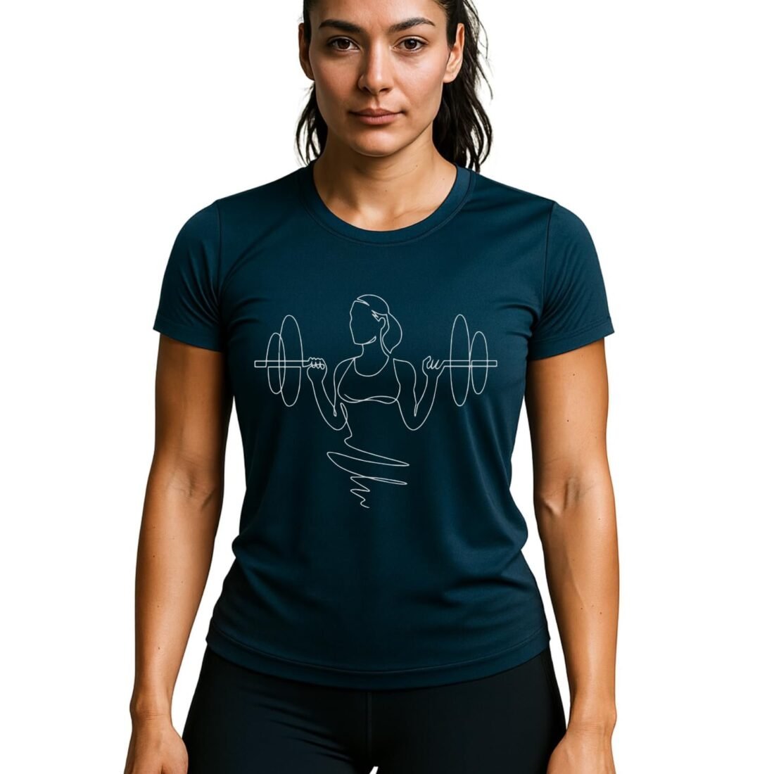 Women’s Gym Workout T-Shirt – Fitness Graphic Print Athletic Tee – Slim Fit Sports Top for Running, Training & Yoga-THUMBELS Girls (in, Alpha, Regular, Blue)