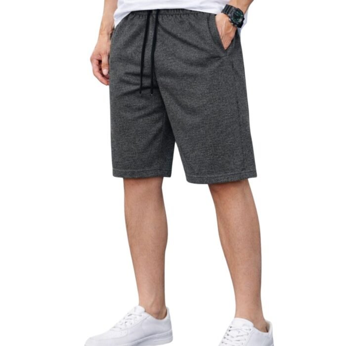Men's Polyester Gym Shorts with Drawstring – Lightweight Training & Casual Sports Shorts-4 Black