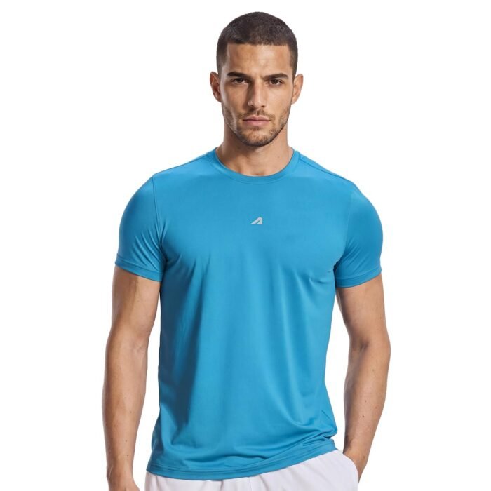 Running T-Shirt for Men Round Neck Gym T-Shirts for Men Quick Dry Active Top Wear for Man Dry Fit Polyspandex T-Shirts for Mens for Gym & Sports Wear Anti Odor Mens T-Shirt- Teal