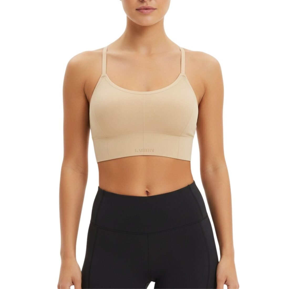 Women Cotton Padded Wire-Free Sports Bra with Adjustable Straps Soft Padded Push-Up Bra for Yoga, Fitness (Free Size Bra Fit Up to 28, 30, 32, 34) (Skin)