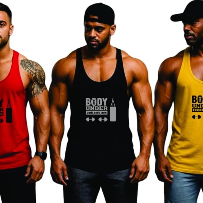 Vest for Men || Gym Sports Vest || Summer wear Regular T-Shirt for Men Pack of 3 (in, Alpha, L, BU (RD, YL, BL))