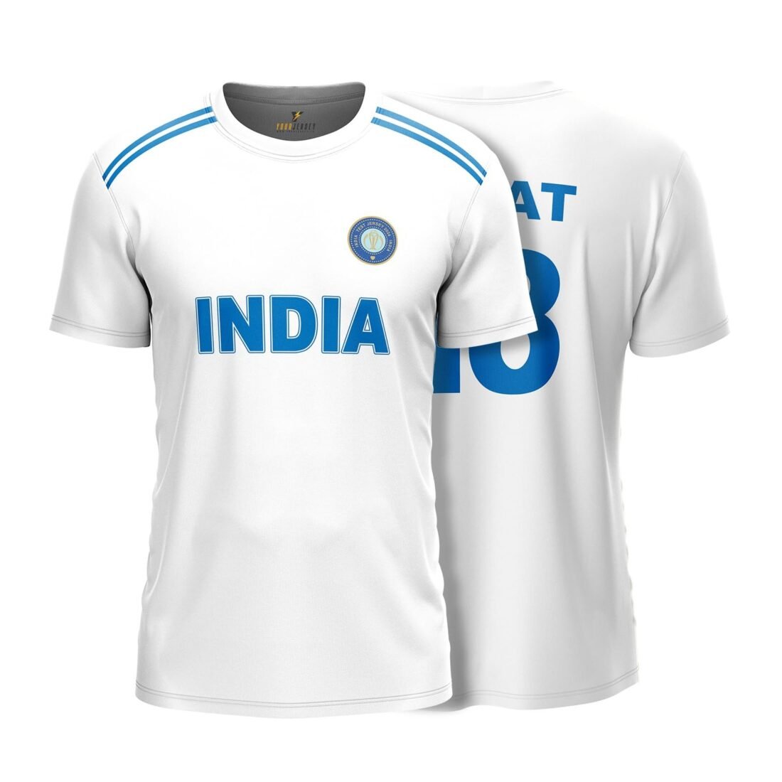 Indian Test Cricket Jersey 2024-25 - Customizable Name & Number | White Test Cricket Jersey | Sublimation Print | Breathable Fabric Kids to Adults -M (38)
