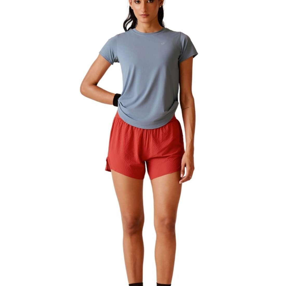 Breath Easy Women's Running Shorts with Inner Briefs | High Rise Activewear Shorts | Quick Dry Gym, Running & Training Shorts with Zip Pocket | Burgundy