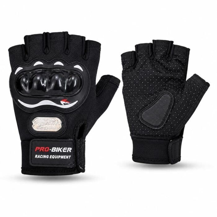 Kaka Kart Motorcycle Riding Gloves for Men, Half Finger Bike Gloves with Knuckle Protection, Breathable Riding Gloves for Bike, Scooter & Cycling (Half Gloves)