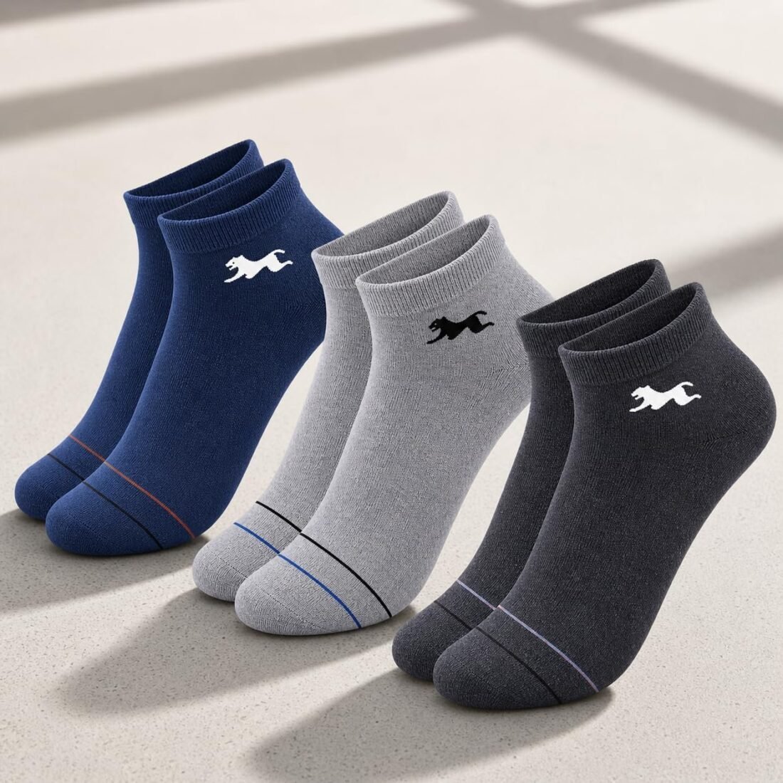 Men’s Ankle Socks Multicolor, Cotton Breathable Socks, Anti Odor Sweat Absorbent, Comfortable Stretch Low Cut Socks for Daily Wear, Sports, Running, Gym, Casual Use, Pack Of 3