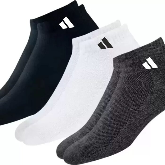 Polyester Men And Women Ankle Length Socks Free Size (Pack Of 3) (Multicolor)
