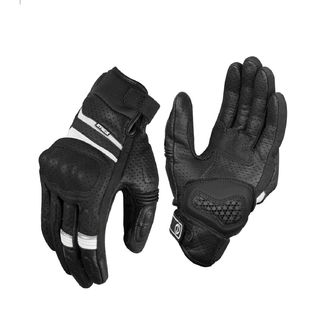 Air GT Gloves – Cuff Length Motorcycle Riding Leather Gloves | Impact Protection | Scaphoid Protection | Abrasion Resistance - Black White, Small
