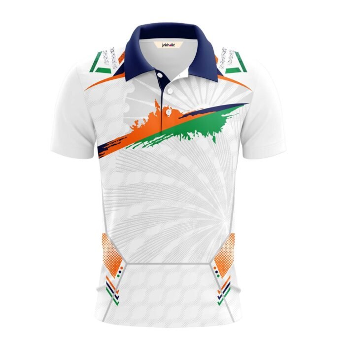 Men Polyester Collar Neck Blue Half Sleeve Cricket Sports Jersey IN2800 (Large), Athletic Fit