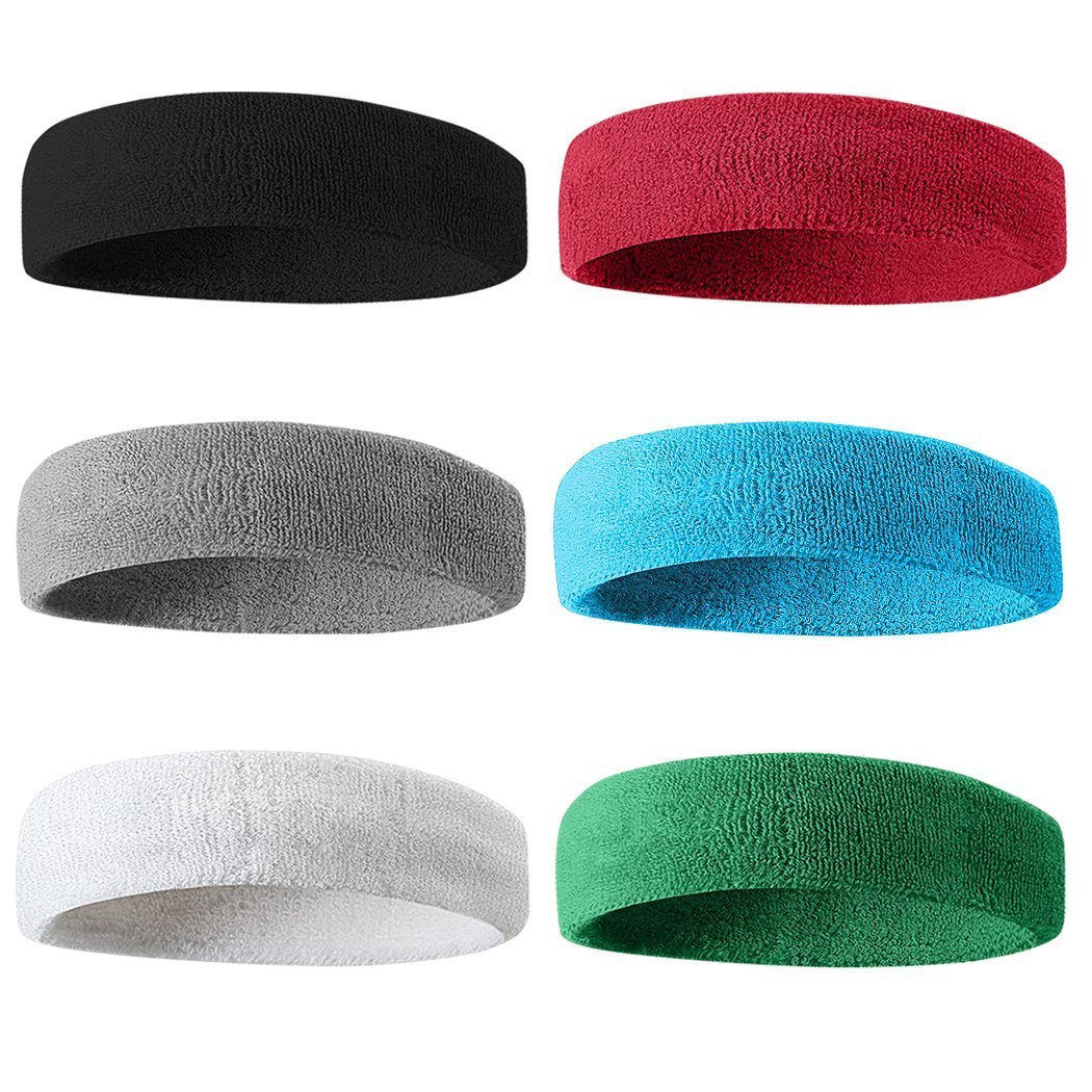 Sweatbands Sports Headband/Wristband for Men & Women - 3PCS / 6PCS Moisture Wicking Athletic Cotton Terry Cloth Sweatband for Tennis, Basketball, Running, Gym, Working Out