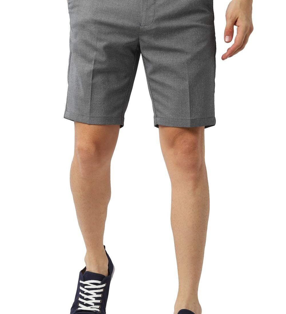Men Grey Solid Slim Fit Casual Shorts