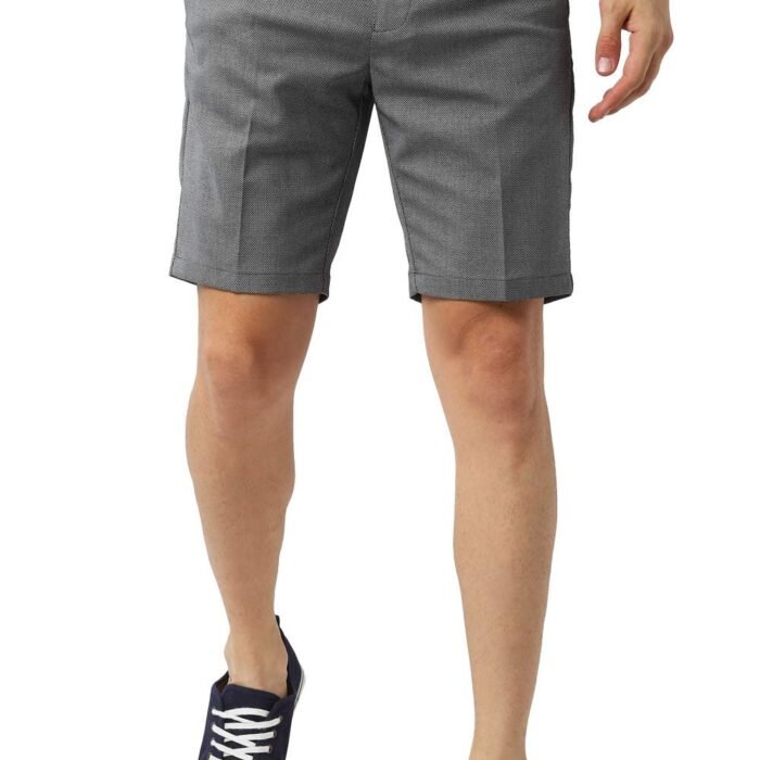 Men Grey Solid Slim Fit Casual Shorts