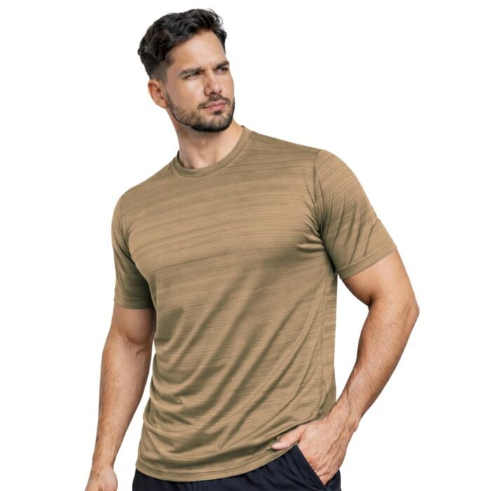 Premium Men’s Solid Sports T-Shirt with Moisture-Wicking, Breathable Comfort—Perfect for Cycling, Football, Cricket, Gym, Running and Other Active Workouts (in, Alpha, Regular, Beige)