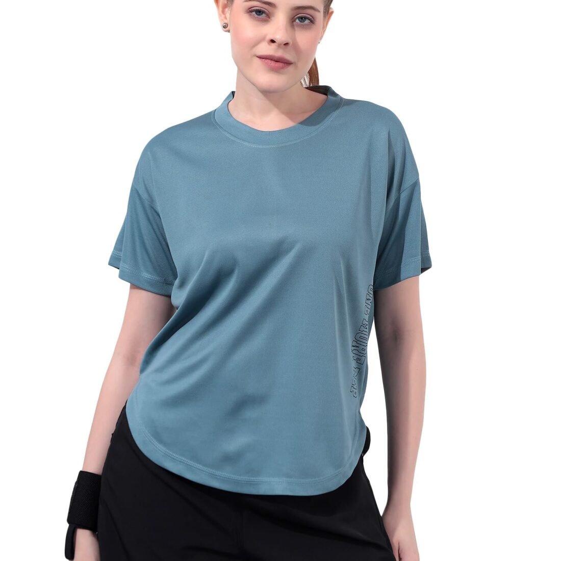 Women Apple Cut Gym T Shirt Breathable Workout Tee Slim Fit Activewear Top Sports Training Yoga T Shirt Women Steel Grey Size S