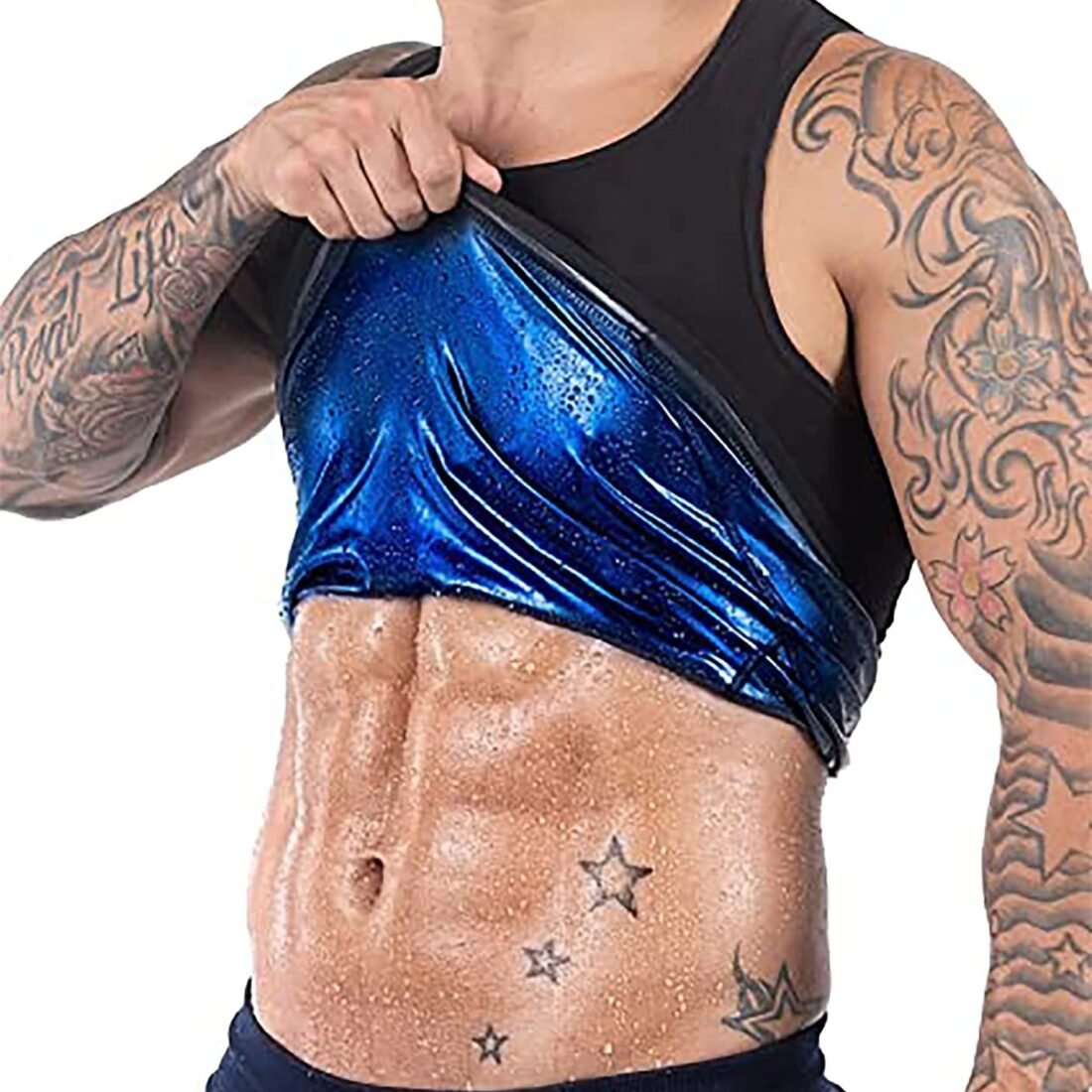 Shiddharth Sweat Shaper Men’s Premium Slimming Shapewear Workout Sauna Tank Top Vest for Gym Sports (Black) (L/XL)