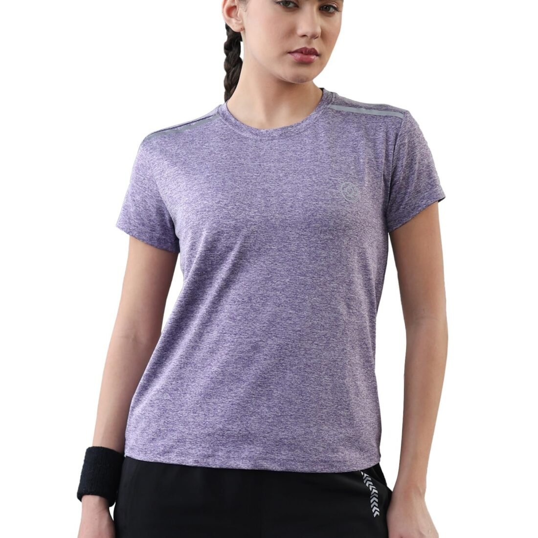 Womens Active Sportswear Quick Dry Breathable Lightweight Half Sleeve Gym T Shirt Round Crew Neck Regular Fit for Workout Training Yoga Fitness SelfPurple L