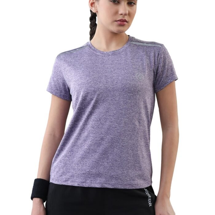 Womens Active Sportswear Quick Dry Breathable Lightweight Half Sleeve Gym T Shirt Round Crew Neck Regular Fit for Workout Training Yoga Fitness SelfPurple L