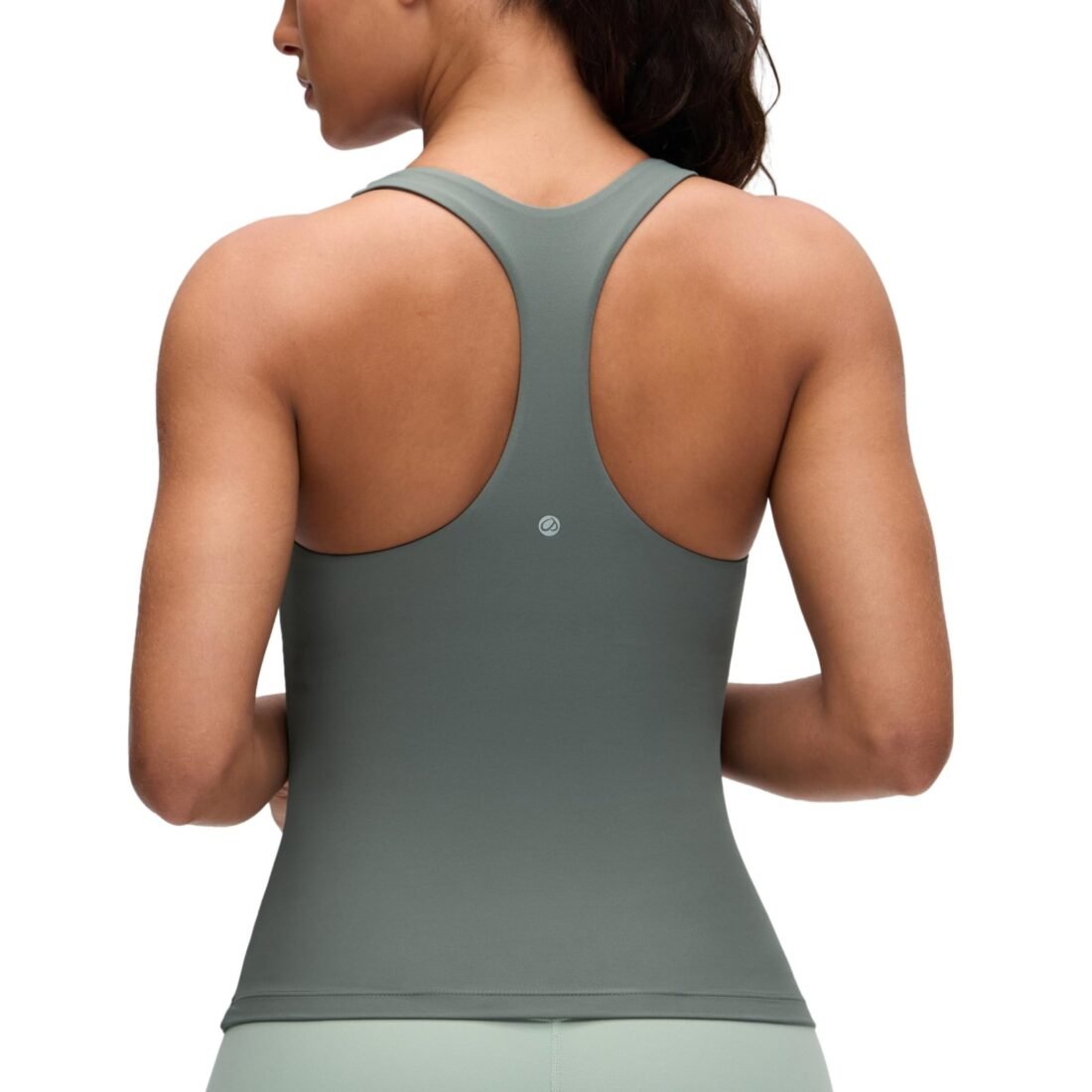 Butterluxe Built in Shelf Bras Workout Tank Tops Women Racerback Athletic Yoga Camisole, Grey Sage