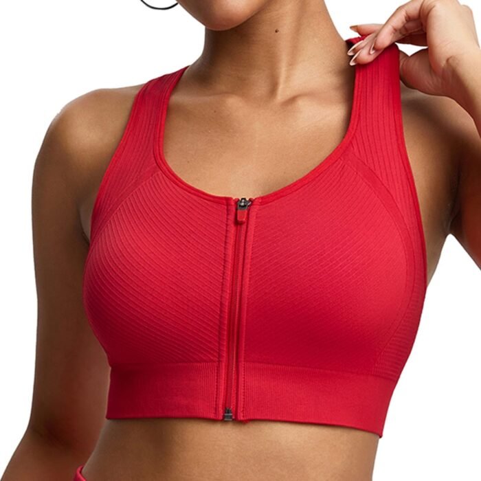 Front Closure Sports Bra Sewn-in Pads Racerback Seamless Medium Impact