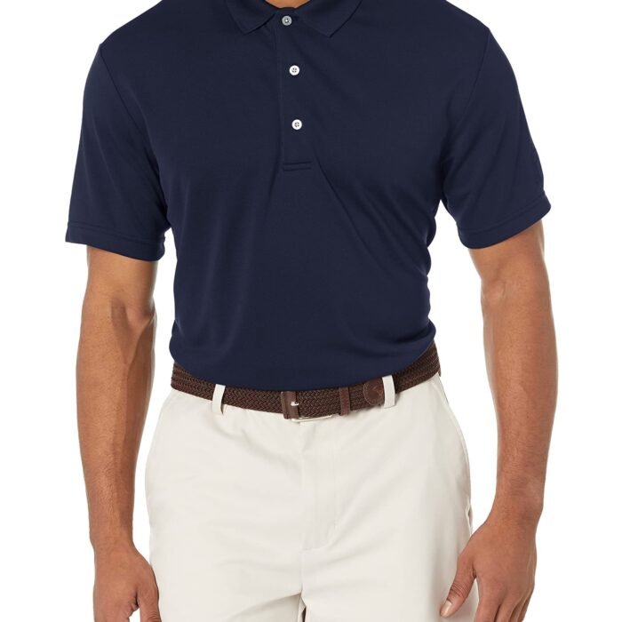 Men's Airflux Solid Mesh Short Sleeve Classic Golf Polo Shirt, True Navy, 4X-Large Big