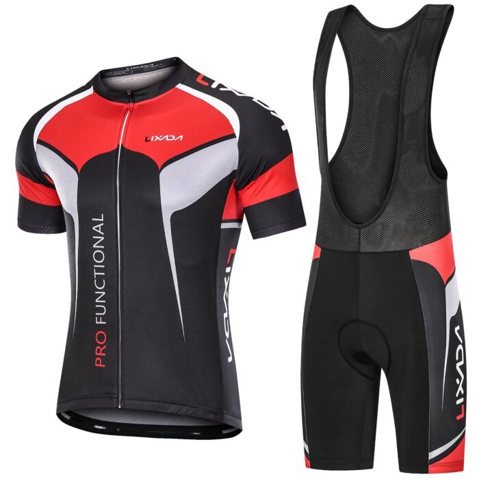 Men's Short Sleeve Cycling Jersey Padded Bib Short Set Breathable Quick-Drying Cycling Cloth Set