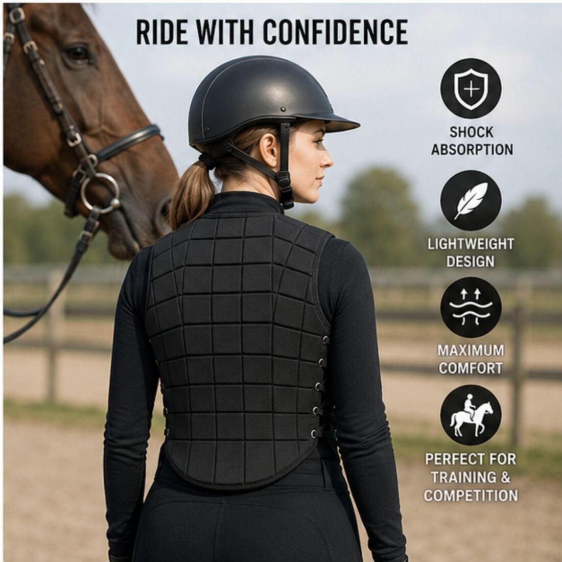 DAANYA Enterprises Horse Riding Safety Vest – Equestrian Body Protector Gear | Lightweight Impact Protection for Training, Riding Lessons & Outdoor Sports, 1, 5