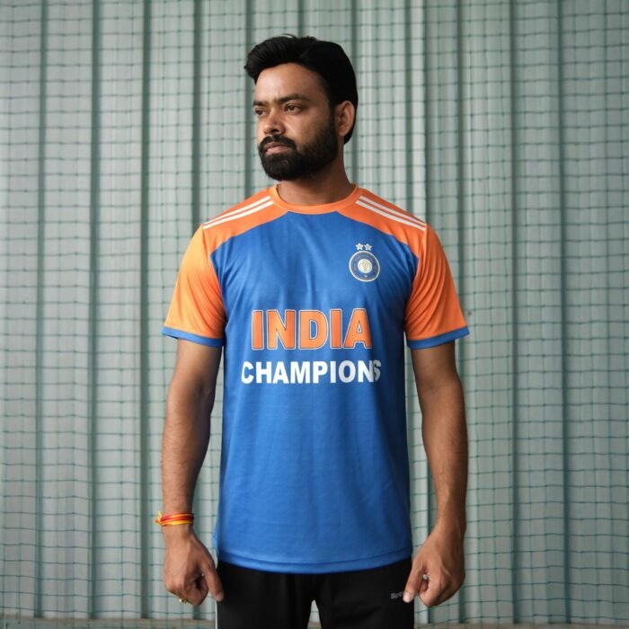 New Indian T20 Jersey 2024 – Champions Edition | Premium India Cricket Jersey | Custom Cricket T-Shirt with Your Name & Number | Breathable Dry-Fit Fabric for Men, Women & Kids