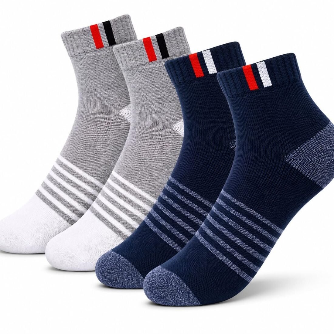 Men’s Ankle Length Socks Pack of 2 Pairs | Cotton Rich Sports & Casual Socks | Breathable, Sweat Absorbent, Stretchable Daily Wear Socks for Men (Free Size)