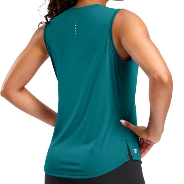 Women's Sleeveless Workout Tank Tops Running Yoga Shirts, B-teal, Small