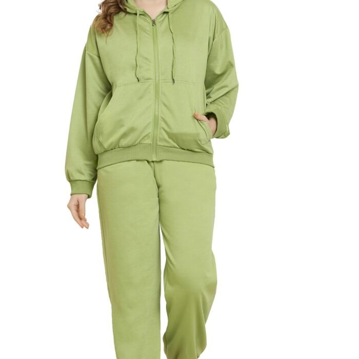 CANIDAE Fleece ZIPPER HOODIE & PYJAMA Tracksuit Co-ord Set for Women || S - 12XL || Regular & Plus Size (6X-Large, Green)