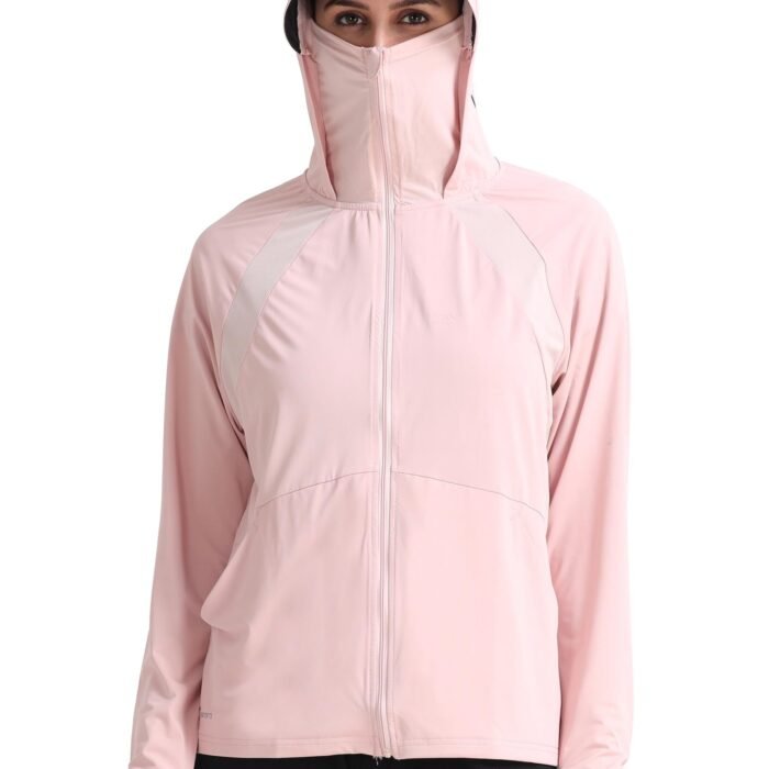 Women Nylon Standard Length UV Protection Sun Screen Jacket, Full Zip Sun Protection Clothing, Lightweight with UPF 50+ for Outdoors, with Pockets, White, Large