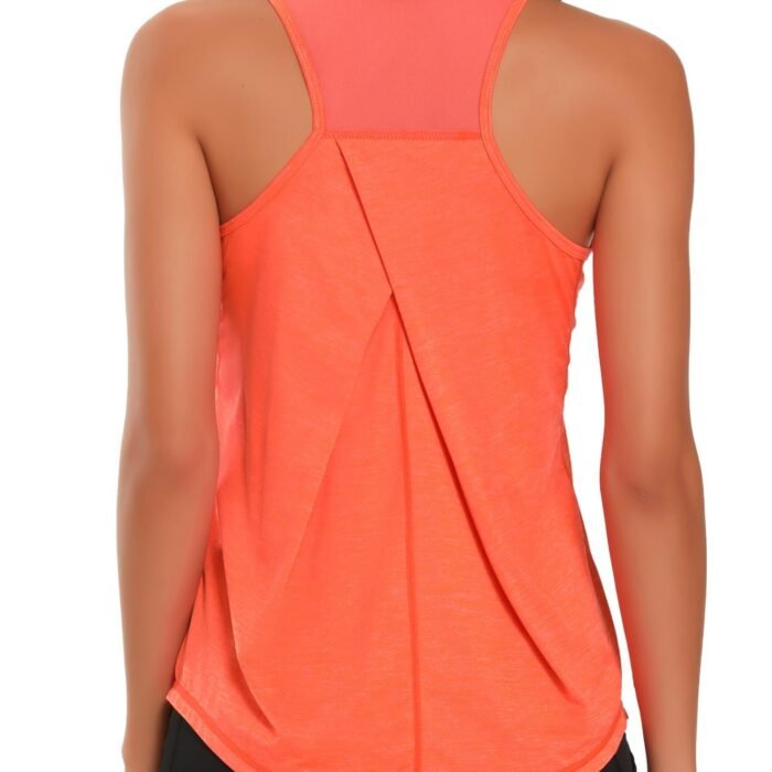 Workout Tank Tops Women Gym Sport Sleeveless Running Tops Yoga Shirts, orange