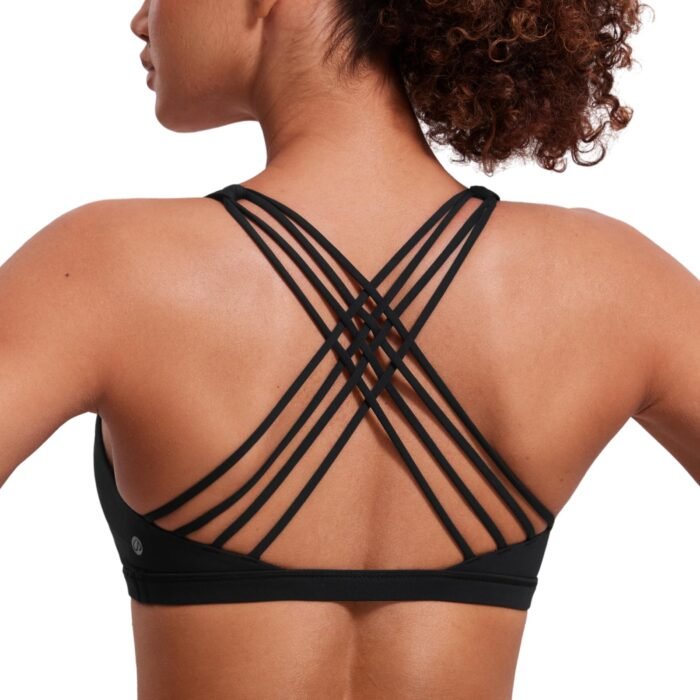 Women's Sports Bra Padded Without Underwire X-Back Sports Bra for Yoga Training, black