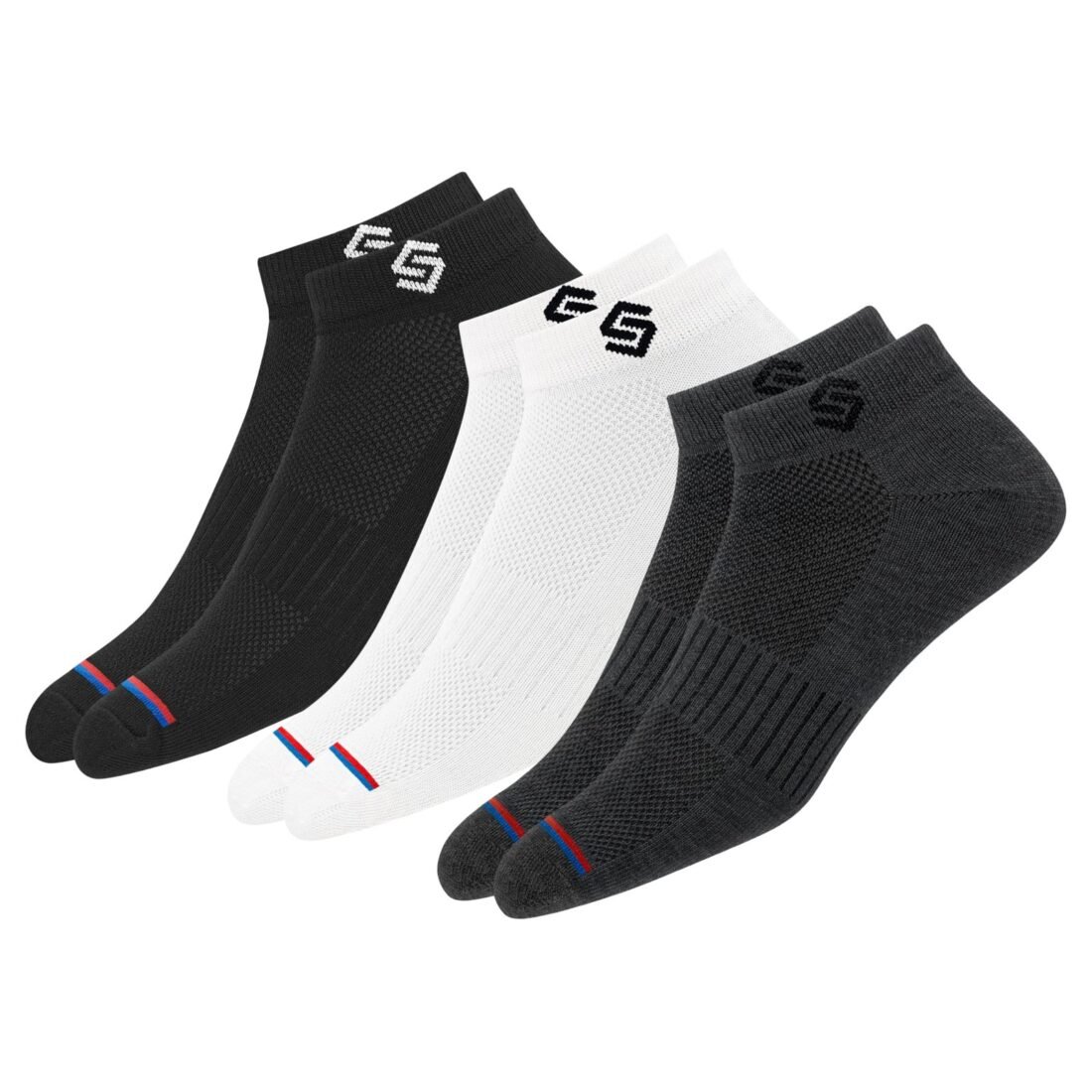 Cotton Sports Socks for Men Ankle Length Athletic Socks, Multicolor, Pack of 3, Free Size
