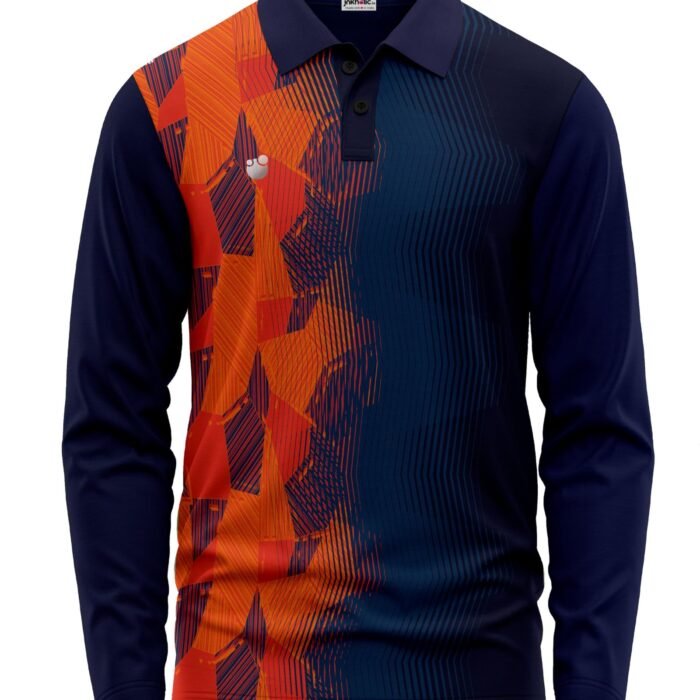 Polyester Collar Neck Full Sleeves Men, Regular Fit Jersey In3200F (X-Large) Navy Blue