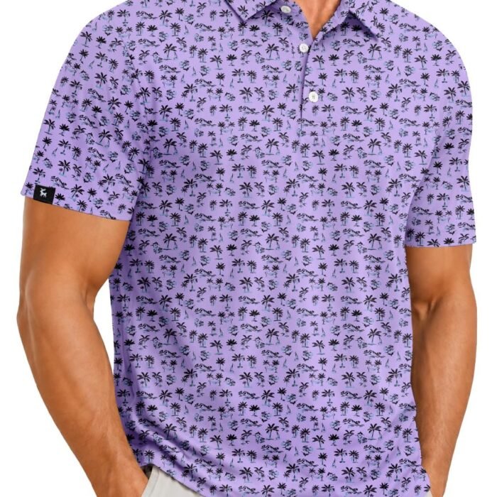 Men's Golf Polo Shirts Short Sleeve Print Patterns Moisture Wicking, A