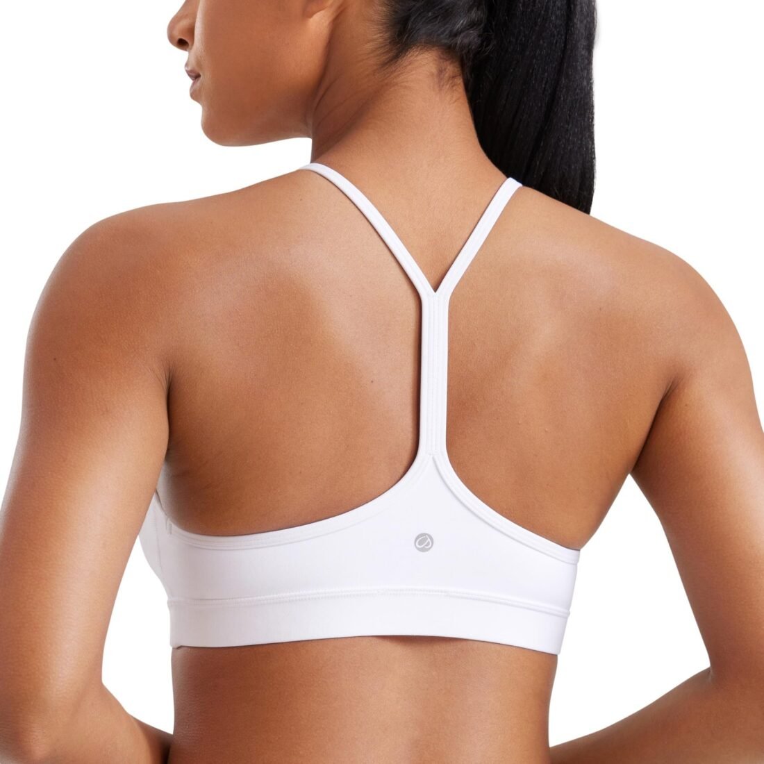 Butterluxe Womens Y Back Sports Bra - Padded Racerback Low Impact Spaghetti Thin Strap Workout Yoga Top, White, X-Small