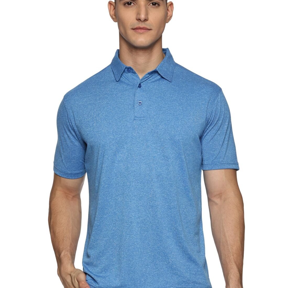Premium Men's Golf Polos - Blue Melange M