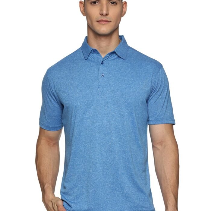 Premium Men's Golf Polos - Blue Melange M