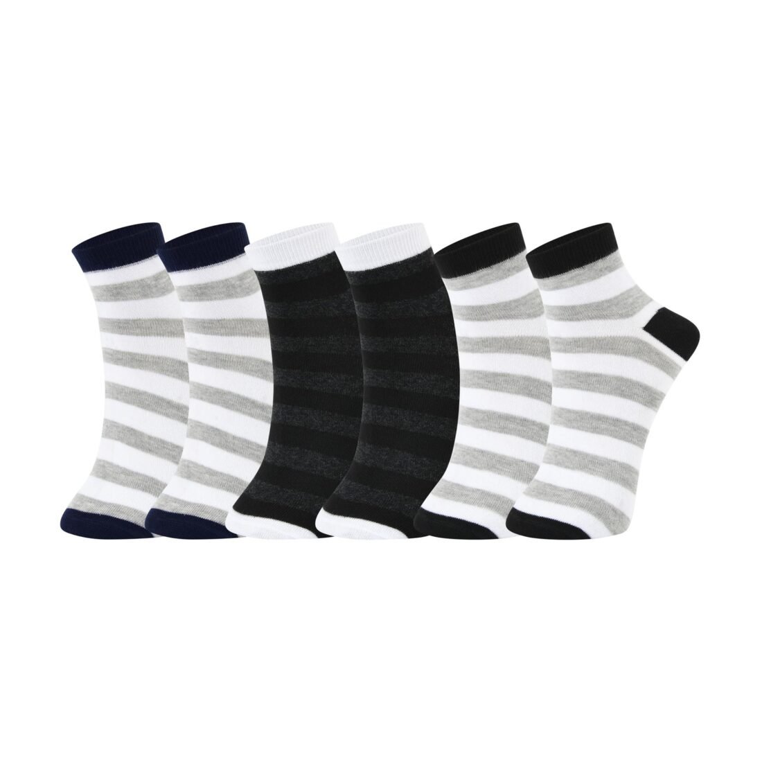 Unisex Striped Pattern Ankle Socks, Comfort Fit, Soft & Breathable, Pack of 3