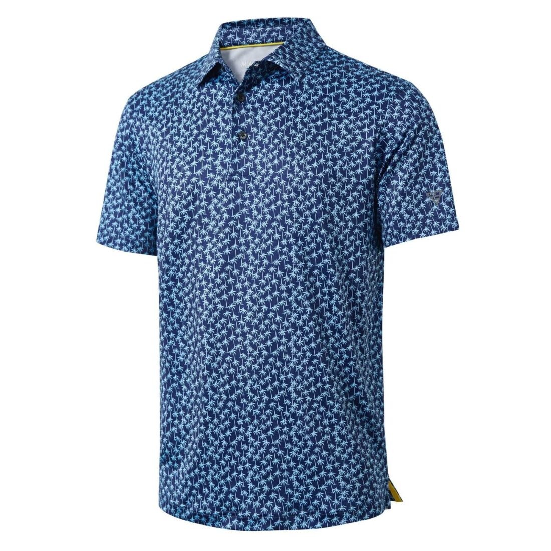 Golf Shirts for Men Dry Fit Short Sleeve Print Performance Moisture Wicking Polo Shirt, Navy Palm, XX-Large