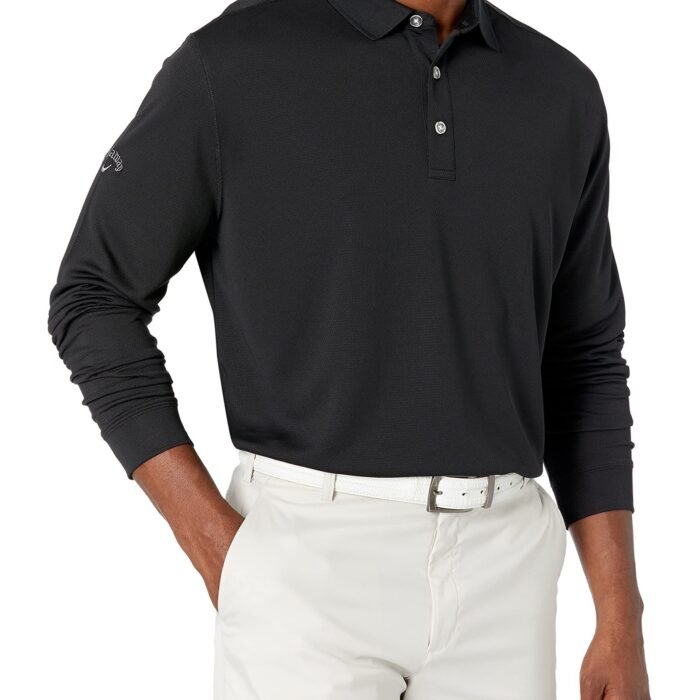 Men's Long Sleeve Solid Golf Polo Shirt